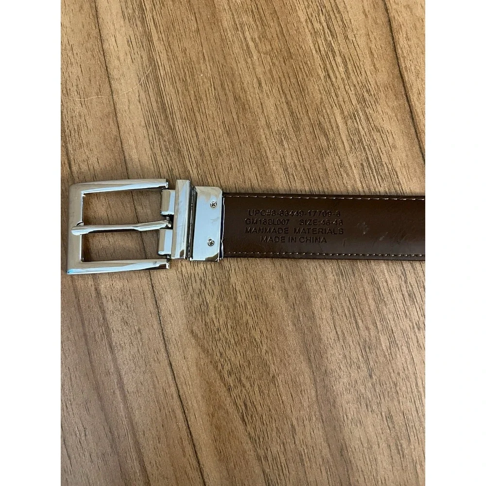 2 in 1 Reversible‎ Men's Belt Brown and Black Faux Leather Sz 48